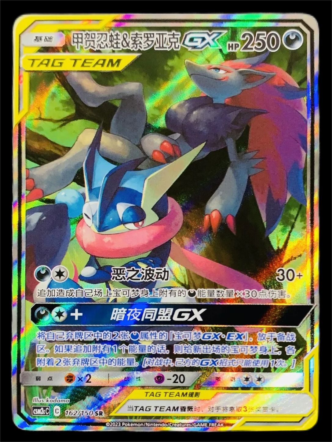 Pokemon TCG S-Chinese Card Sun & Moon Greninja & Zoroark GX CSM2cC-162 /150 SR